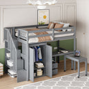 Loft Bed With Stairs, Bookshelf, Drawers, Desk & Wardrobe, Space Saving Multifunctional Furniture by HouseOfZazla