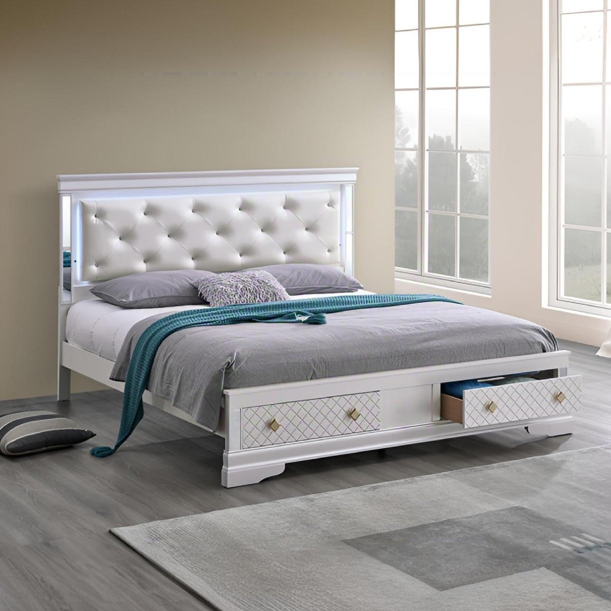 Verona - Bed With LED Accent Lighting, 2 Drawers, photo 5 of 6