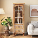 Rustic Wooden Storage Cabinet with Decorative Cutout Door & 2 Drawers