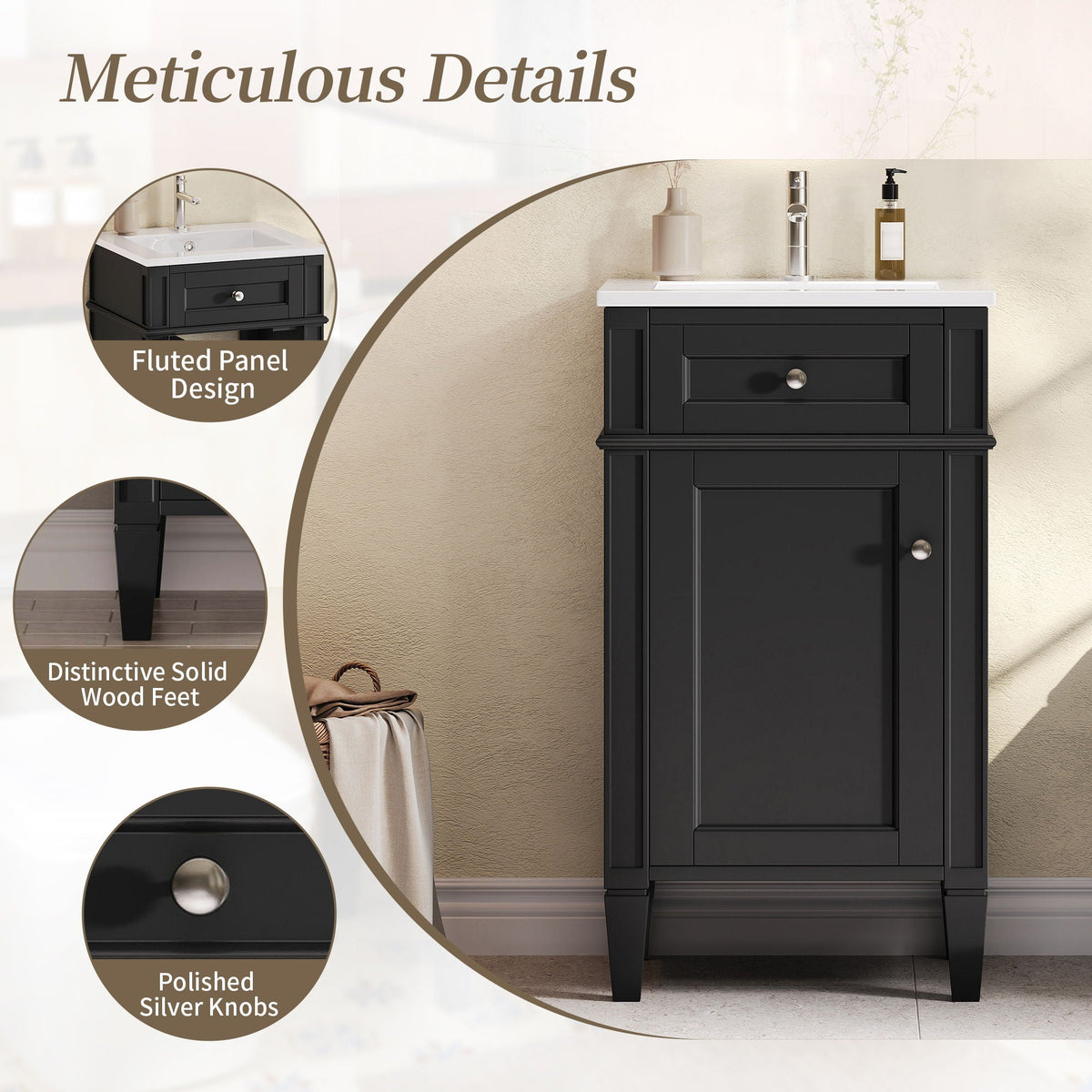 French Style Bathroom Vanity With Sink, Soft-Closing Door, Adjustable Shelf, Rectangular Design, photo 11 of 21