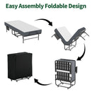 Twin Folding Bed With Memory Foam Mattress, On Wheels, Portable Bed For Adults & Guests - Black
