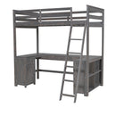 Loft Bed With U-Shaped Desk, Drawers, And Storage Shelves