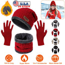 Winter Knitted Hat Scarf Gloves 3Pcs Winter Warm Beanie and Touch Screen Gloves Scarf Set Knit Beanie Skull Cap Neck Warmer Mittens for Men Women