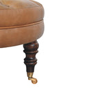Buffalo - Round Ottoman With Castor Legs - Brown by Unique Piece Furniture