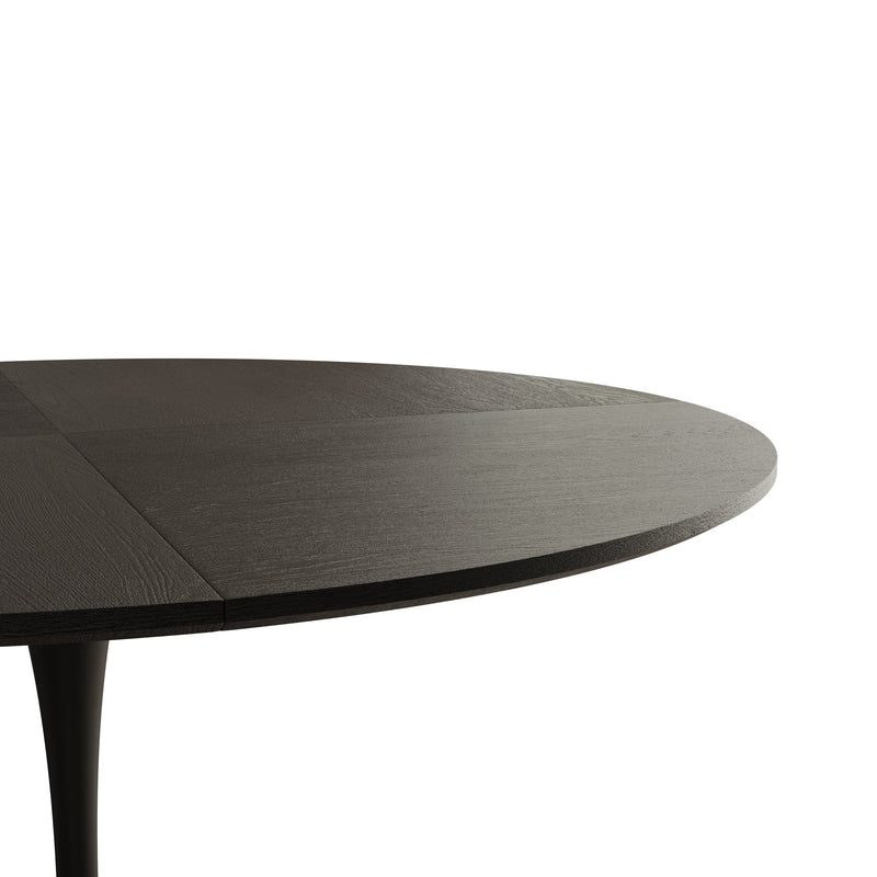 47.24"Modern Round Dining Table,Four Patchwork Tabletops with Black Color Solid Wood Grain Table Top,Metal Base Dining Table, End Table Leisure Coffee Table