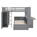Loft Bed With A Twin Size Standalone Bed, Shelves, Desk, And Wardrobe by HouseOfZazla