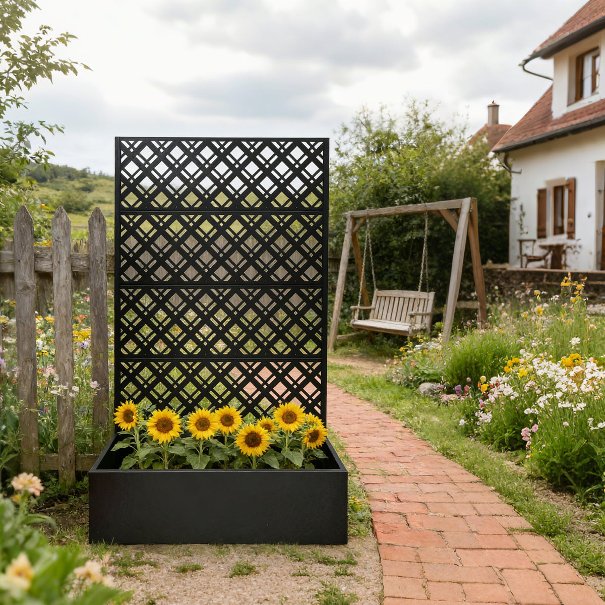 Metal Planter Raised Garden Bed with Trellis, photo 3 of 9