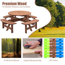 8 Person Wooden Picnic Table, Outdoor Camping Dining Table with Seat, Garden, DIY w/ 4 Built-in Benches, 2220lb Capacity