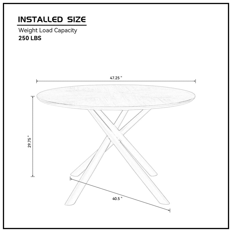 47.25" Round MDF Coffee Table End Table Short Leisure Tea Table Cross Legs Metal Base,BLACK