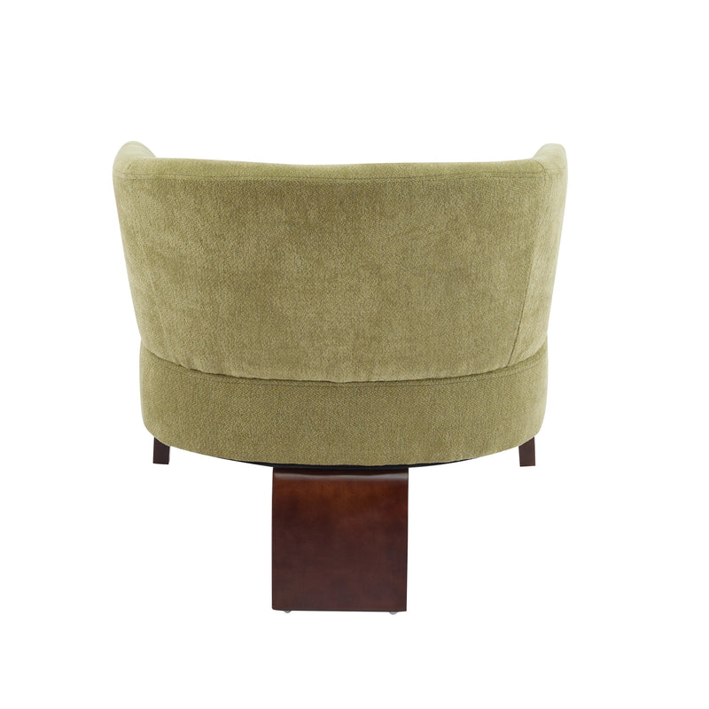 Modern Accent Chair with Round Back & Wooden Legs - Mid-Century Inspired Lounge Chair for Living Room, Bedroom, or Office - Soft Fabric Upholstery