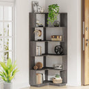 6 Tier Corner Bookshelf, L-Shaped Freestanding Shelf With Anti Drop Panels by HouseOfZazla