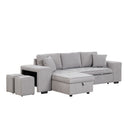 Modern L-Shape 3 Seat Reversible Sectional Couch, Pull Out Sleeper Sofa With Storage Chaise And 2 Stools For Living Room Furniture Set by HouseOfZazla