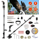 3-in-1 Cordless Electric Pole Saw & Mini Chainsaw & Grass Trimmer Kit with Adjustable Length 2Pcs 21V 1500mAh Batteries 4in/6in Chains Saw Blade 5Pcs