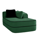 ELYSEES Right Chaise Sofa W/Pillows Teddy Fabric - Green