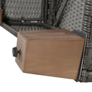 4-Piece Rattan Outdoor Conversation Sofa Set with Wooden Coffee Table and Cushions Seating 5 People for Patio, Garden and Backyard (Grey)