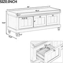 TREXM Classic Shoe Bench with Cushion and Three Drawers, Fluted Entryway Bench with Storage for Living Room, Entryway, and Hallways (Espresso)