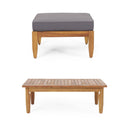 Bianca - Outdoor 3 Seater Sofa Chat Set With Ottoman - Teak by HouseOfZazla