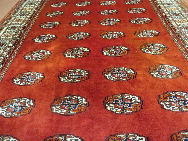 7' X 9' Vintage Handmade Bokhara Turkoman Pakistan Wool Rug Carpet Nice