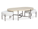 Jennings Transitional Oval Cocktail Table With Two Gray Ottomans