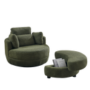 39"W Oversized Swivel Chair with moon storage ottoman for Living Room, Modern Accent Round Loveseat Circle Swivel Barrel Chairs for Bedroom Cuddle Sofa Chair Lounger Armchair, 4 Pillows, Teddy Fabric