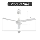 52" Ceiling Fan Without Light with Remote Control and Reversible DC Motor by HouseOfZazla