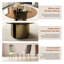 Modern Round Dining Table Set With Glass Top And Steel Legs by HouseOfZazla