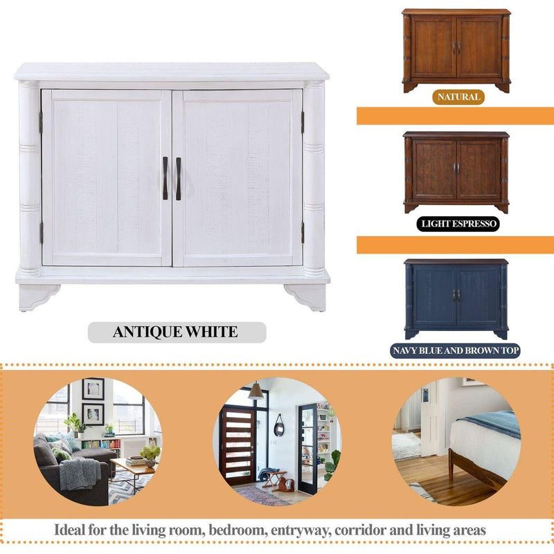 40" Console Table with Storage Shelf, Retro Entryway Table with Adjustable Storage Shelf, Sofa Couch Table for Hallway, Entry Way, Living Room, Foyer, Antique White