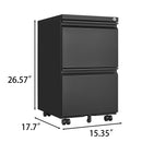 2 Drawer File Cabinet with Lock, Metal Under Desk Rolling Filing Cabinet fits Letter/Legal/A4 Size for Home Office, Mobile Filing Cabinet, Assemble Required, Black
