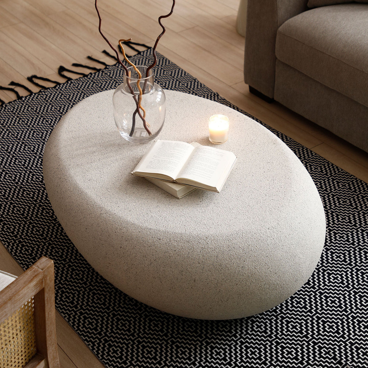 43.31'' Fiberglass Elliptical Coffee Table for Living Room, photo 5 of 10