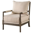 Blanchett Upholstered Bobbin Accent Chair Beige and Distressed Brown