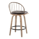 Riley - Farmhouse Fixed Height Counter Stool Round Footrest With Removable Cushion (Set of 2) - White Washed / Antique Copper / Brown by HouseOfZazla