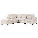 5 Pieces L shaped Sofa with Removable Ottomans and comfortable waist pillows
