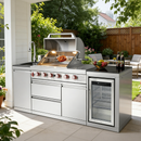 Outdoor Kitchen Island 85.2 Inch 4+1 Burner Propane Gas BBQ Grill 71500 BTU 304 Stainless Steel by HouseOfZazla