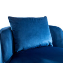 360 Degree Swivel Accent Chair Velvet Modern Upholstered Barrel Chair Over-Sized Soft Chair with Seat Cushion for Living Room, Bedroom, Office, Apartment, Blue