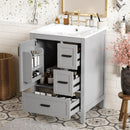 Bathroom Vanity With Sink, Soft Close Door, Double Layer Door Shelf And 3 Drawers - Gray by HouseOfZazla