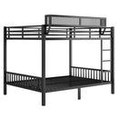 Queen Over Queen Bunk Bed With Ladder And Storage Shelf - Black by HouseOfZazla