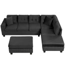 Modern Sectional Sofa With Storage Ottoman, L - Shape Couch With 2 Pillows And Cup Holders by Unique Piece Furniture
