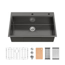 Stainless Steel Kitchen Sink, 33″x22″ Single Bowl, Overmount Handmade Sink by HouseOfZazla
