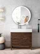 James Martin Linear 36" Single Bathroom Vanity, Mid-Century Walnut