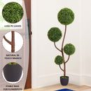 Artificial Boxwood Topiary Tree Triple Ball Shaped Faux Plant 150 Cm - Green by HouseOfZazla