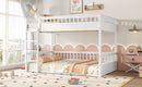 Queen over Queen Bunk Bed with Ladder and Guardrails, White