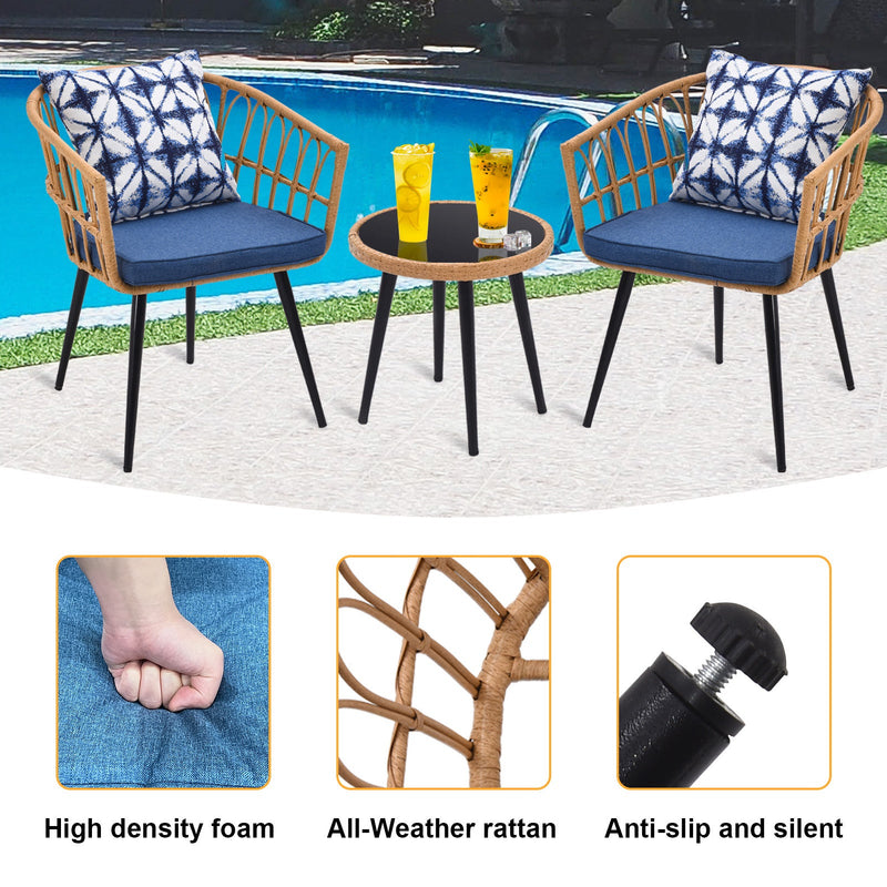 Walker Edison | 3 Piece Patio Bistro Chair Chat Set