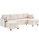 Sectional Sofa Bed With Pull Out Sleeper, USB Ports, Cup Holders by HouseOfZazla