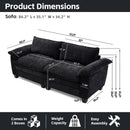Living Room Furniture Big Loveseat Luxury Couch with Soft Chenille Upholstered Sofa Black