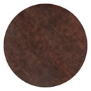 5-Piece Round Dining Table and 4 Fabric Chairs with Special-shaped Table Legs and Storage Shelf (Antique Blue/ Dark Brown)