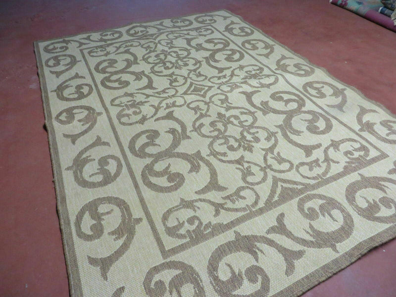 5' X 7' Machine Made Natural Fiber Jute Kilim Two Sided Rug Carpet Flat Weave Contemporary Design