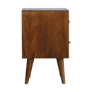 Cube Carved Bedside Table Nightstand - Chestnut by HouseOfZazla