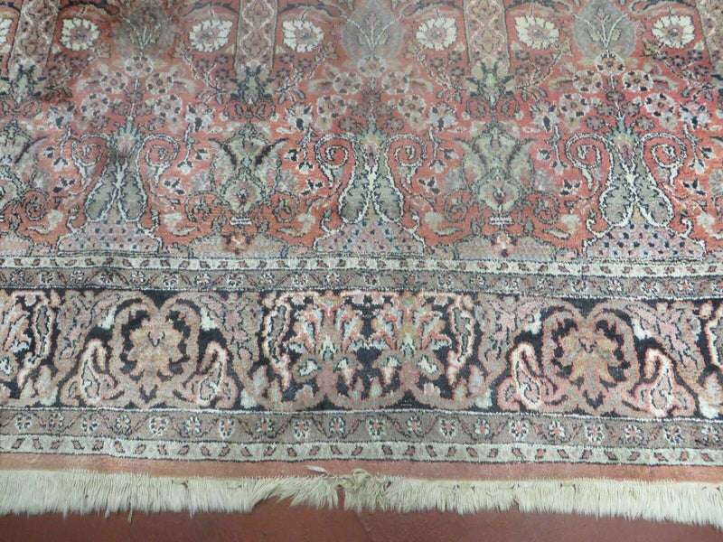 6' X 6' Vintage Handmade Fine Indian Silk Rug Kashmir Square Nice