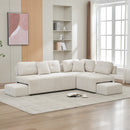 91.73" L-shaped Sofa Sectional Sofa Couch with 2 Stools and 2 Lumbar Pillows for Living Room, Biege
