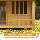 47.2" Wooden Dog House, Outdoor & Indoor Dog Crate, Pet Kennel With Porch, Solid Wood, Weatherproof, Medium, Nature
